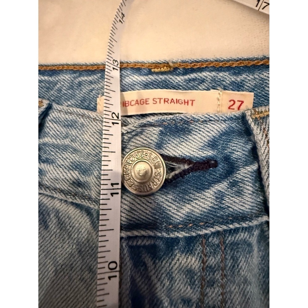 Levi's Ribcage Straight Jeans 27 High Rise Light Wash Ankle Cropped Button Fly - Picture 11 of 13